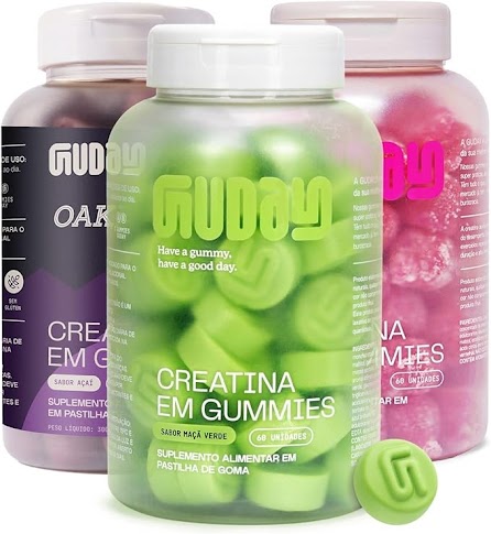 Kit Guday Creatina em Gummies Sabor Frutas Vermelhas + Maçã Verde + Oakberry